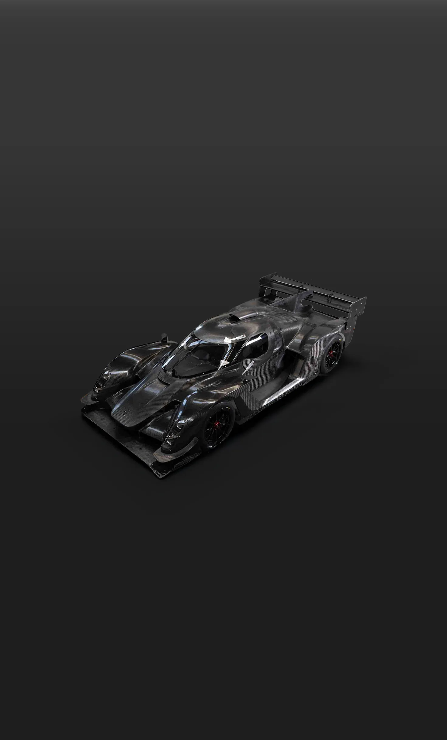 Aerial view of the Kalana developed by Manifattura Automobili Torino, set against a dark gradient background